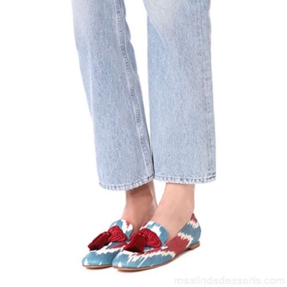 AQUAZZURA Legend tasseled tie-dyed grosgrain loafers